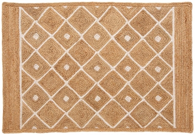 Product photograph of Prestbury Diamond Natural Jute Hand Braided Rugs - 120cm X 170cm from Choice Furniture Superstore
