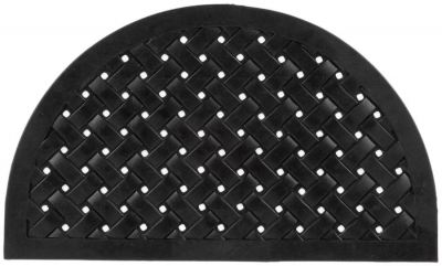 Reddish Lattice Half Moon Black Rubber Backed Rubber Doormat 45cm X 75cm