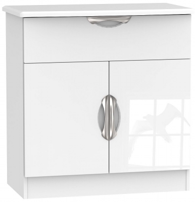 Product photograph of Camden High Gloss 2 Door 1 Drawer Narrow Sideboard from Choice Furniture Superstore