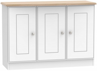 Product photograph of Clearance - Victoria 3 Door Medium Sideboard - White Ash And Riviera Oak - P49 from Choice Furniture Superstore