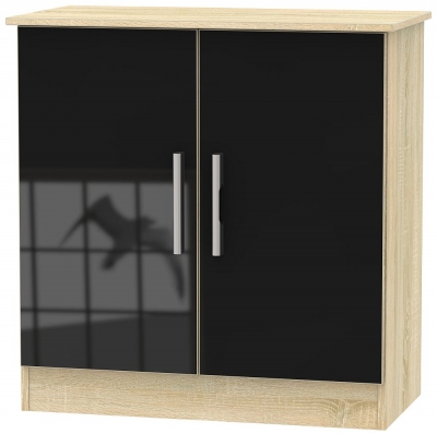 Product photograph of Contrast Matt Black And Bardolino 2 Door Hall Unit from Choice Furniture Superstore