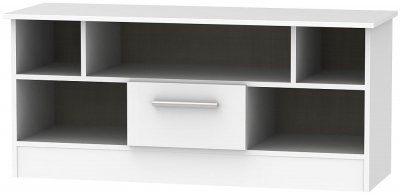 Product photograph of Contrast High Gloss White 1 Drawer Open Tv Unit from Choice Furniture Superstore