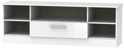 Product photograph of Contrast High Gloss White 1 Drawer Wide Open Tv Unit from Choice Furniture Superstore