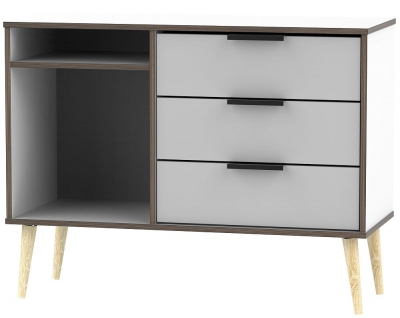 Hong Kong 3 Drawer TV Unit with Wooden Legs
