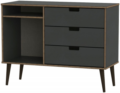 Product photograph of Shanghai Graphite 3 Drawer Tv Unit With Black Wooden Legs from Choice Furniture Superstore