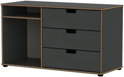 Product photograph of Shanghai Graphite 3 Drawer Tv Unit With Glides Legs from Choice Furniture Superstore