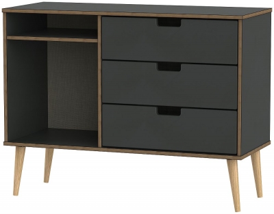 Product photograph of Shanghai Graphite 3 Drawer Tv Unit With Natural Wooden Legs from Choice Furniture Superstore