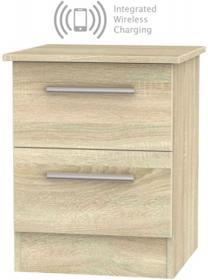 Product photograph of Contrast 2 Drawer Bedside Cabinet With Integrated Wireless Charging from Choice Furniture Superstore