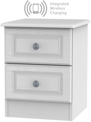 Product photograph of Pembroke 2 Drawer Bedside Cabinet With Integrated Wireless Charging - Comes In White Cream And High Gloss White Options from Choice Furniture Superstore