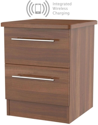Product photograph of Sherwood 2 Drawer Bedside Cabinet With Integrated Wireless Charging from Choice Furniture Superstore