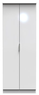 Product photograph of Plymouth White Gloss 2 Door Tall Plain Wardrobe from Choice Furniture Superstore