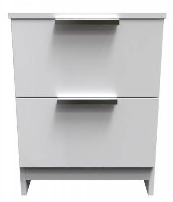 Plymouth White Gloss 2 Drawer Bedside Cabinet