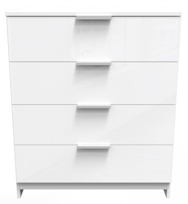 Product photograph of Plymouth White Gloss 4 Drawer Chest from Choice Furniture Superstore