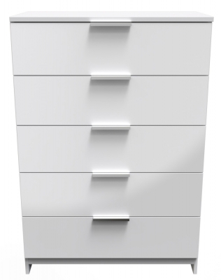 Product photograph of Plymouth White Gloss 5 Drawer Chest from Choice Furniture Superstore