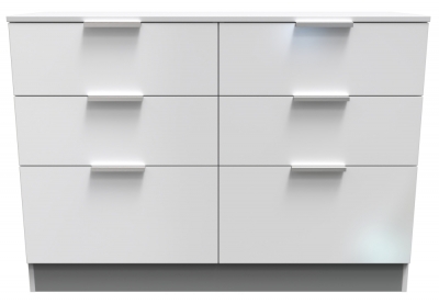 Product photograph of Plymouth White Gloss 6 Drawer Midi Chest from Choice Furniture Superstore