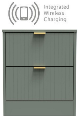 Product photograph of Nashville Reed Green 2 Drawer Bedside Cabinet With Integrated Wireless Charging from Choice Furniture Superstore