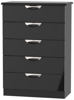 Clearance Camden High Gloss Black 5 Drawer Chest P60