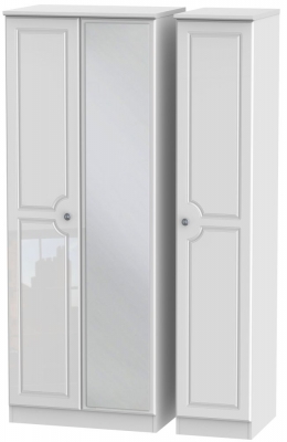 Product photograph of Clearance - Pembroke High Gloss White 3 Door Tall Mirror Wardrobe - P10 from Choice Furniture Superstore