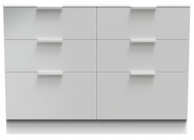 Product photograph of Clearance - Plymouth White Gloss 6 Drawer Midi Chest - Uniform Gloss And White Matt Base Unit - P16 from Choice Furniture Superstore