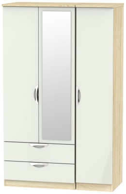 Product photograph of Camden 3 Door 2 Left Drawer Mirror Wardrobe - High Gloss Kaschmir And Bardolino from Choice Furniture Superstore