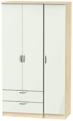 Product photograph of Camden 3 Door 2 Left Drawer Tall Wardrobe - High Gloss Kaschmir And Bardolino from Choice Furniture Superstore