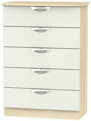 Product photograph of Camden 5 Drawer Chest - High Gloss Kaschmir And Bardolino from Choice Furniture Superstore