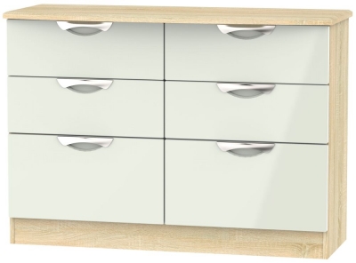 Product photograph of Camden 6 Drawer Midi Chest - High Gloss Kaschmir And Bardolino from Choice Furniture Superstore