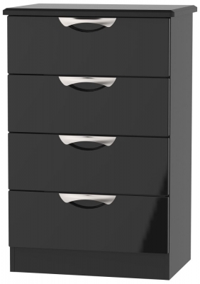 Product photograph of Camden 4 Drawer Midi Chest - High Gloss Black from Choice Furniture Superstore