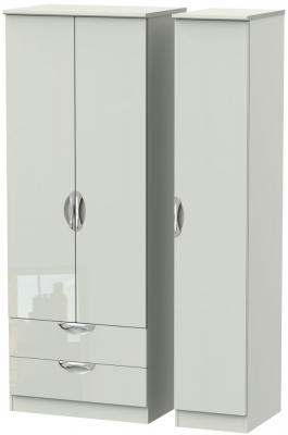 Product photograph of Camden 3 Door 2 Left Drawer Tall Wardrobe - High Gloss Kaschmir from Choice Furniture Superstore