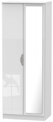 Product photograph of Camden 2 Door Tall Mirror Wardrobe - High Gloss White from Choice Furniture Superstore