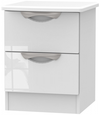 Product photograph of Camden 2 Drawer Bedside Cabinet - High Gloss White from Choice Furniture Superstore