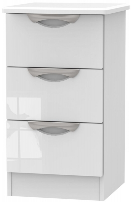 Product photograph of Camden 3 Drawer Bedside Cabinet - High Gloss White from Choice Furniture Superstore