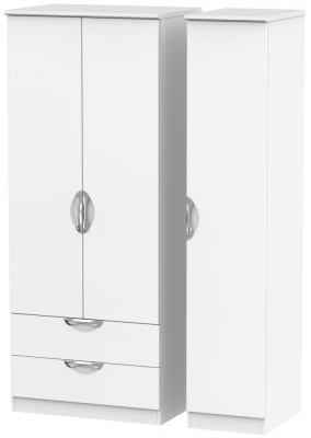 Product photograph of Camden 3 Door 2 Left Drawer Wardrobe - White Matt from Choice Furniture Superstore