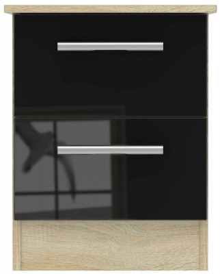 Product photograph of Contrast 2 Drawer Bedside Cabinet - High Gloss Black And Bardolino from Choice Furniture Superstore