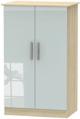 Product photograph of Contrast 2 Door Midi Wardrobe - High Gloss Grey And Bardolino from Choice Furniture Superstore