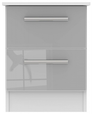 Product photograph of Contrast 2 Drawer Bedside Cabinet - High Gloss Grey And White from Choice Furniture Superstore