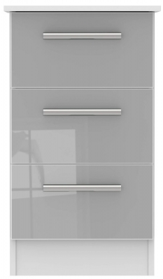 Product photograph of Contrast 3 Drawer Bedside Cabinet - High Gloss Grey And White from Choice Furniture Superstore