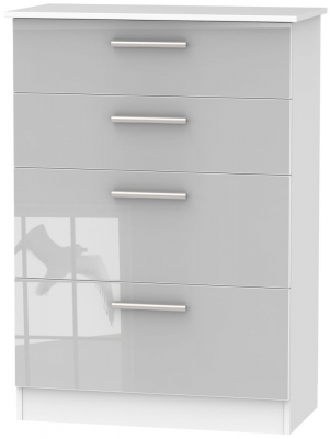 Product photograph of Contrast 4 Drawer Deep Chest - High Gloss Grey And White from Choice Furniture Superstore