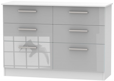 Product photograph of Contrast 6 Drawer Midi Chest - High Gloss Grey And White from Choice Furniture Superstore