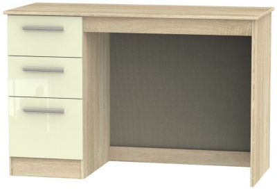 Product photograph of Contrast 3 Drawer Desk - High Gloss Cream And Bardolino from Choice Furniture Superstore