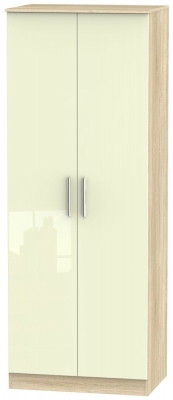 Product photograph of Contrast 2 Door Wardrobe - High Gloss Cream And Bardolino from Choice Furniture Superstore