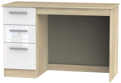 Product photograph of Contrast 3 Drawer Desk - High Gloss White And Bardolino from Choice Furniture Superstore