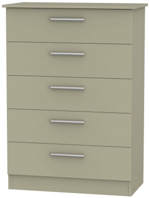 Product photograph of Contrast 5 Drawer Chest - Mushroom from Choice Furniture Superstore