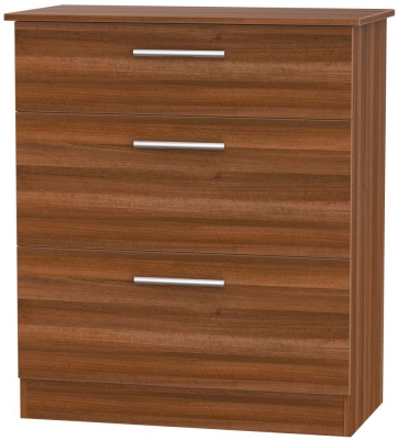 Product photograph of Contrast 3 Drawer Deep Chest - Noche Walnut from Choice Furniture Superstore