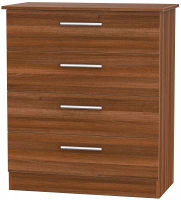 Product photograph of Contrast 4 Drawer Chest - Noche Walnut from Choice Furniture Superstore