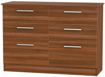 Product photograph of Contrast 6 Drawer Midi Chest - Noche Walnut from Choice Furniture Superstore