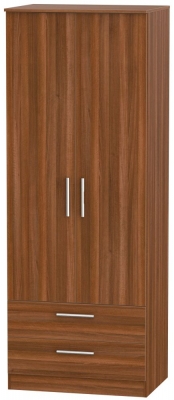 Product photograph of Contrast 2 Door 2 Drawer Wardrobe - Noche Walnut from Choice Furniture Superstore