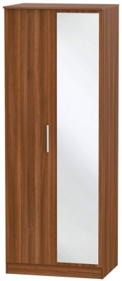 Product photograph of Contrast 2 Door Mirror Wardrobe - Noche Walnut from Choice Furniture Superstore