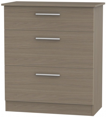 Product photograph of Contrast 3 Drawer Deep Chest - Toronto Walnut from Choice Furniture Superstore