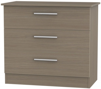 Product photograph of Contrast 3 Drawer Chest - Toronto Walnut from Choice Furniture Superstore